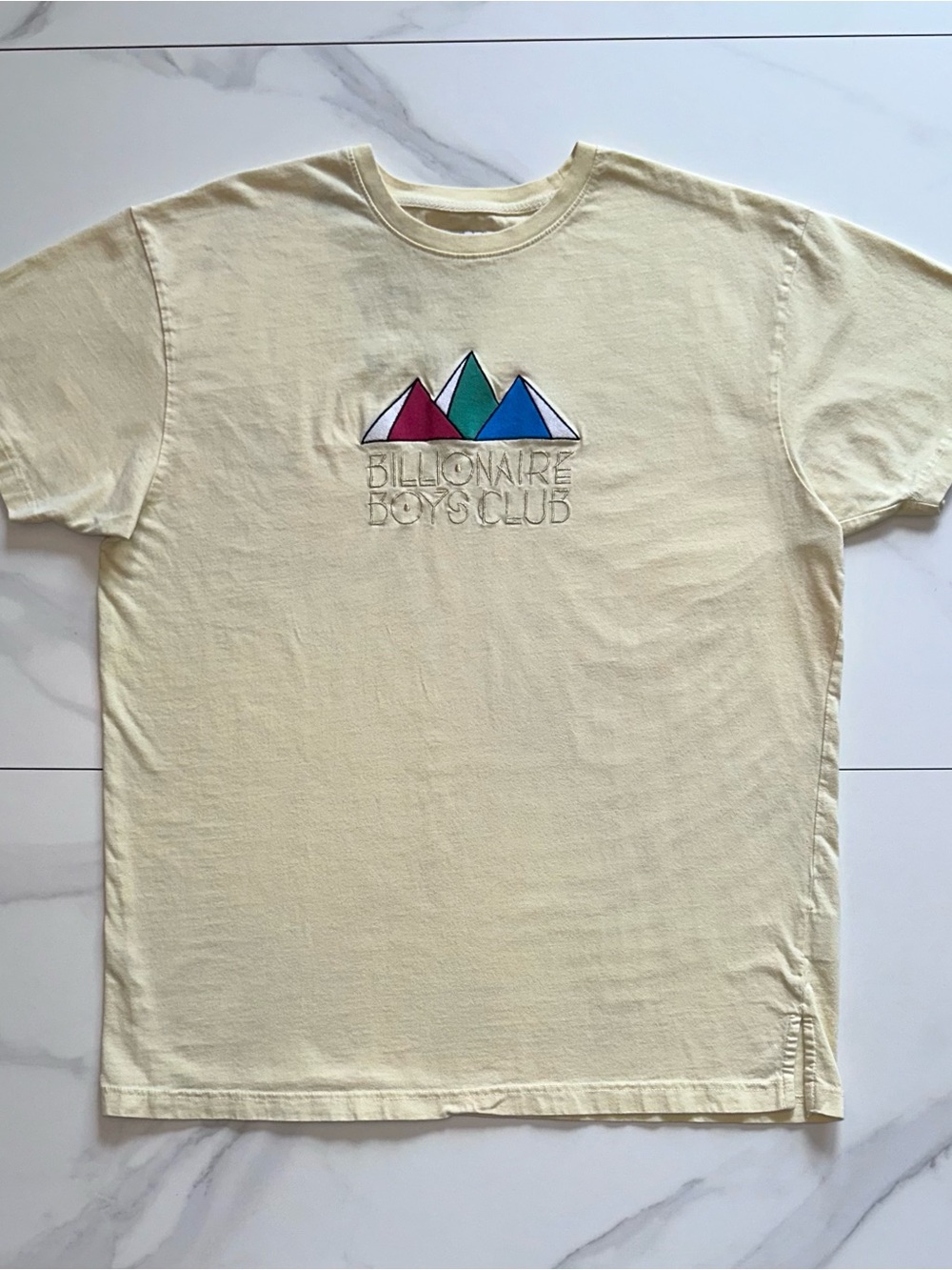 Billionaire Boys Club Levels Knit Tee Yellow Pyramid Logo Shirt Size XXL